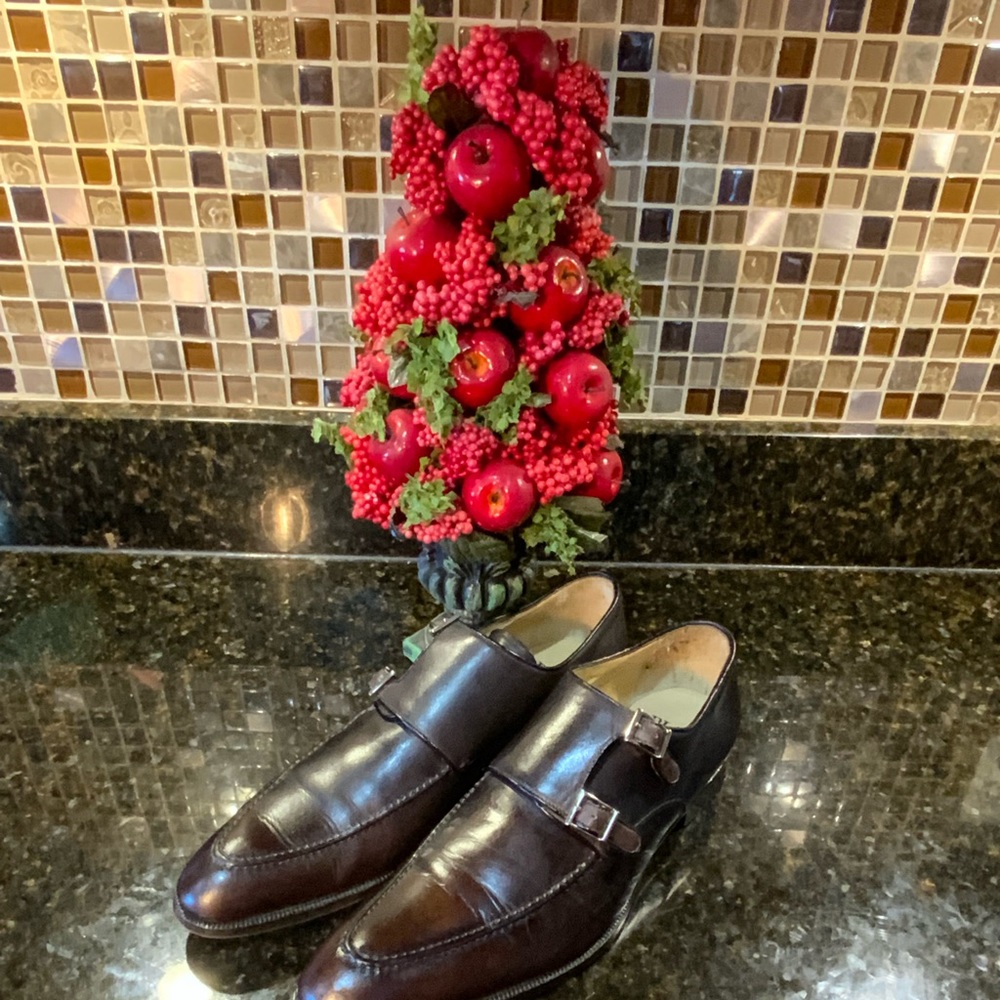 Saks “Black Label” Brown Leather Monk Strap Men’s Shoes. Sz. 10.5